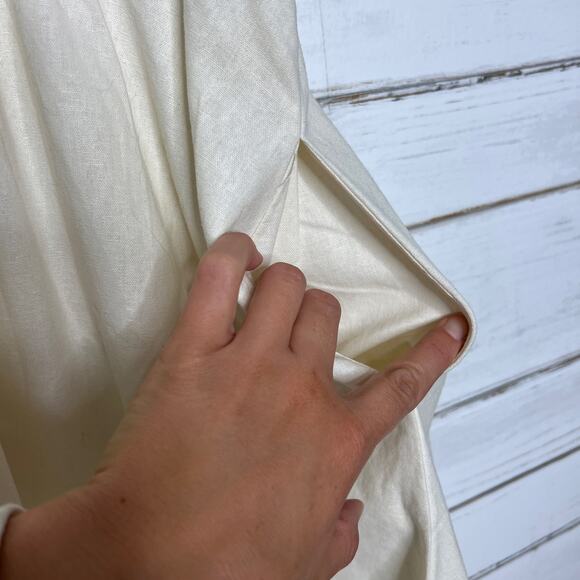 City Chic Sunset Stroll Ivory Button Front Dress Linen Blend Size 16 - Picture 7 of 12